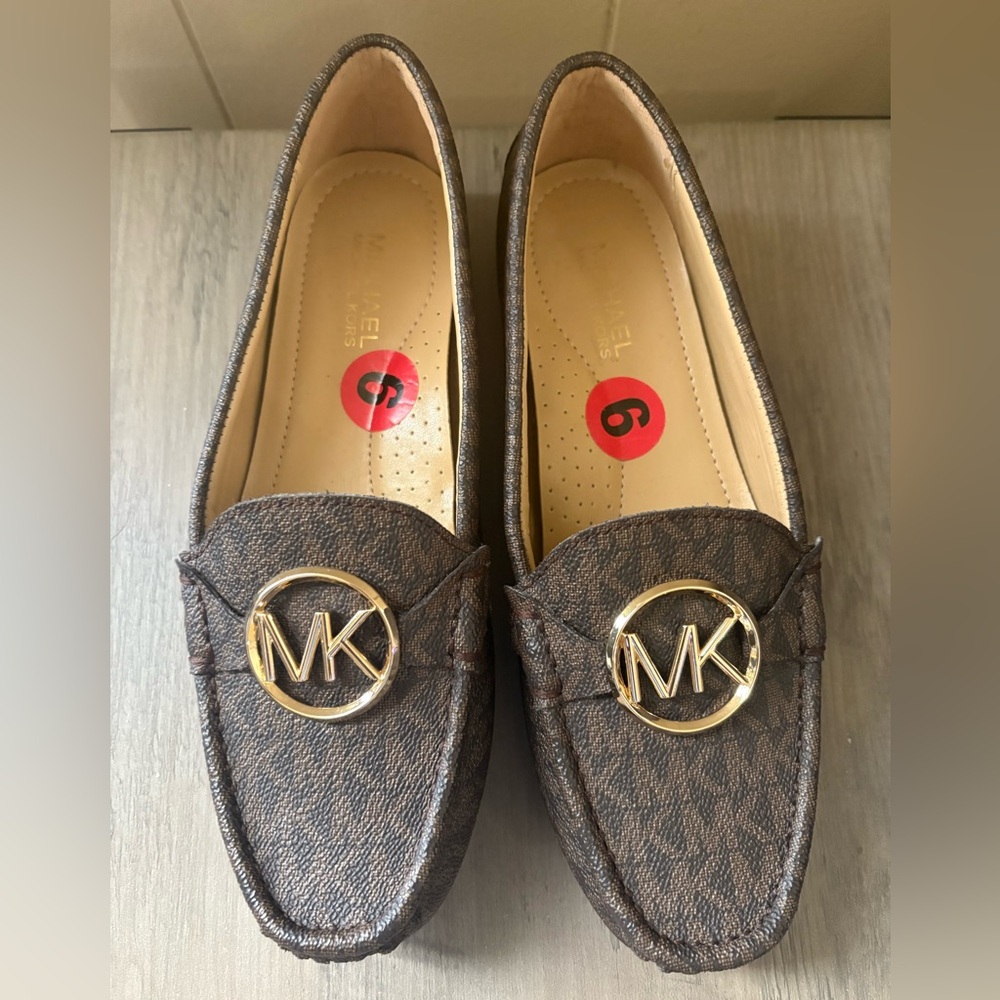 Michael Kors Dark Brown Loafers with Gold Logo